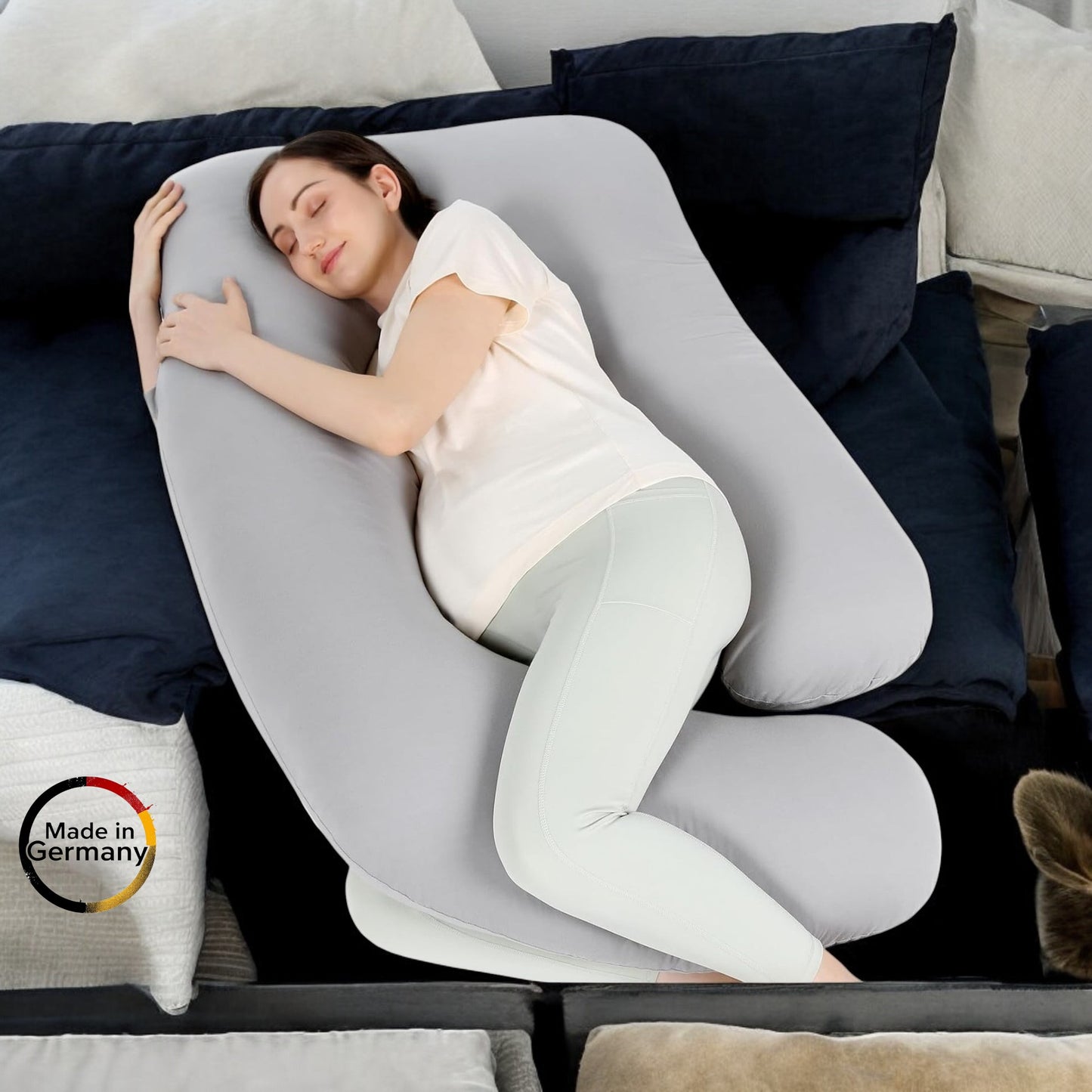 Schwangerschafts- & Ganzkörper-J-förmig Stützkissen