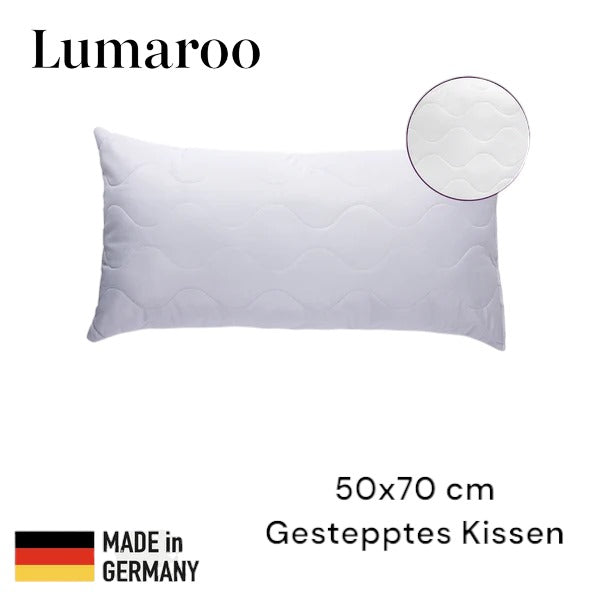 Hochwertig gestepptes Premium-Kissen – Made in Germany | Lumaroo Komfortkissen mit Virgin-Fasern | Für erholsamen Schlaf in jeder Größe