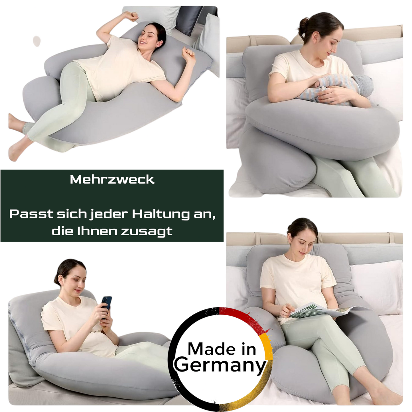 Schwangerschafts- & Ganzkörper-J-förmig Stützkissen