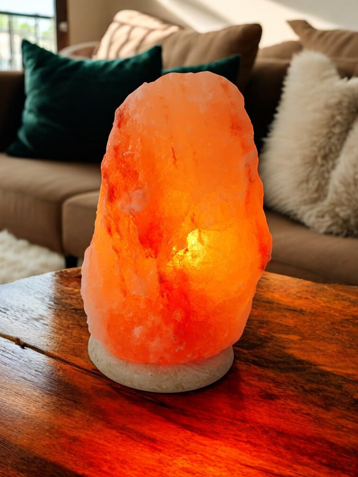 Natürliche Himalaya Salzlampe mit Marmor-Basis –Einzigartige Wohlfühlbeleuchtung