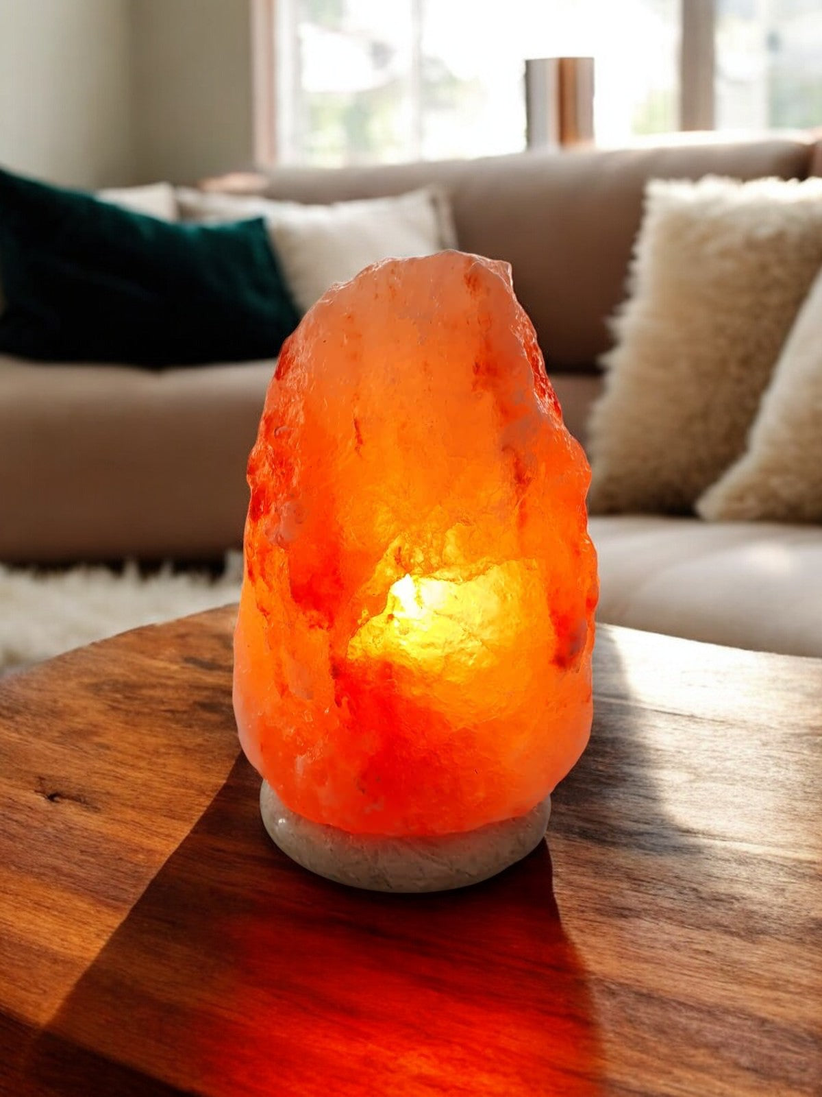 Natürliche Himalaya Salzlampe mit Marmor-Basis –Einzigartige Wohlfühlbeleuchtung
