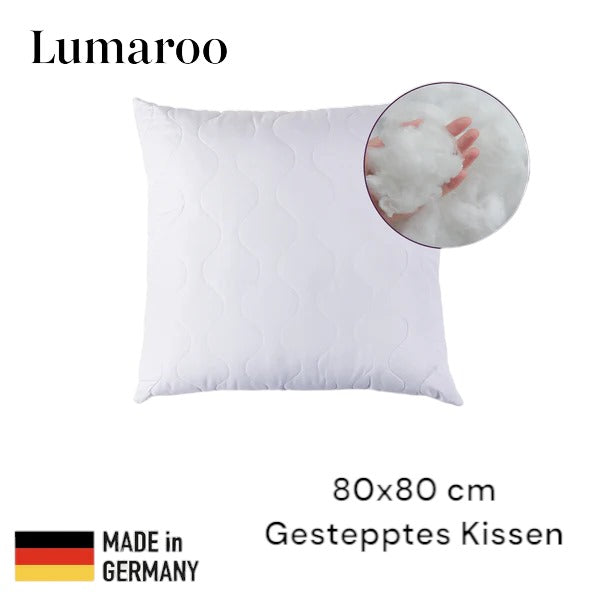 Hochwertig gestepptes Premium-Kissen – Made in Germany | Lumaroo Komfortkissen mit Virgin-Fasern | Für erholsamen Schlaf in jeder Größe