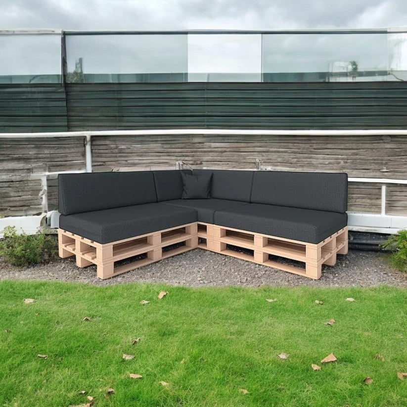 Hochwertige Palettenkissen Set - Anthrazit, für Indoor & Outdoor Sofa, Komfortabel, Schmutz- & Wasserabweisend, Hergestellt aus Flachschaum