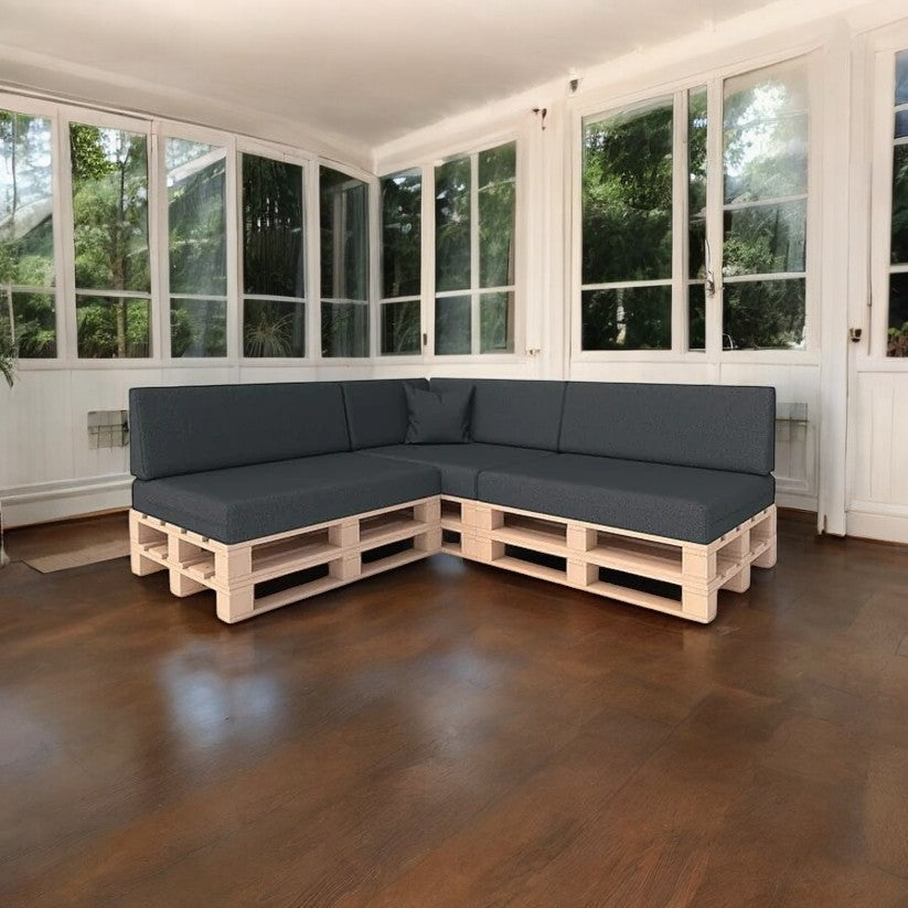 Hochwertige Palettenkissen Set - Anthrazit, für Indoor & Outdoor Sofa, Komfortabel, Schmutz- & Wasserabweisend, Hergestellt aus Flachschaum